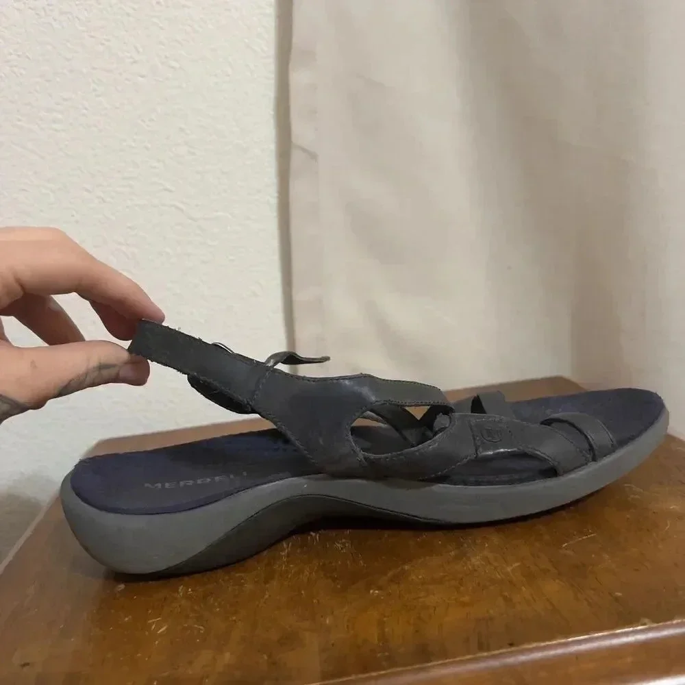 Merrell Agave Women's Sandals Navy Blue Leather Strappy Adjustable Size 8 Hiking